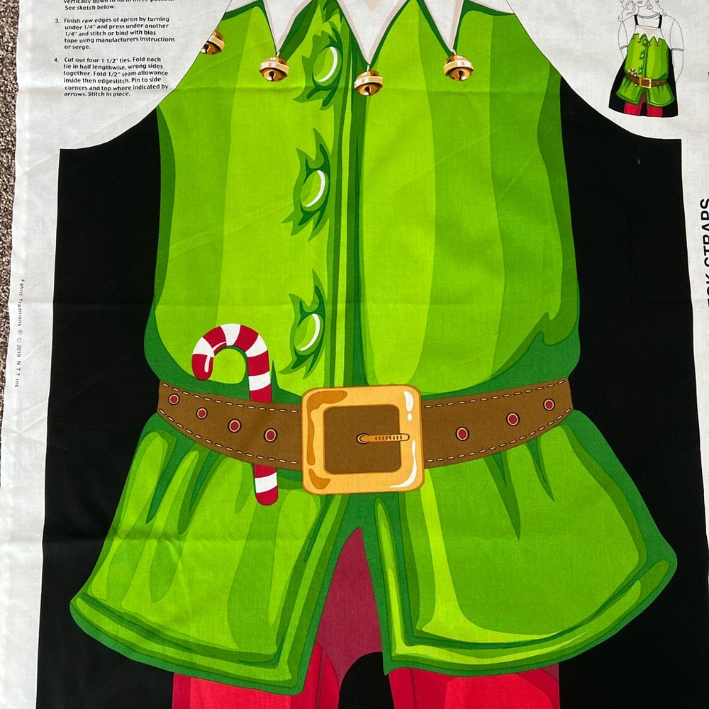 Festive Green Elf Cut and Sew Project Panel